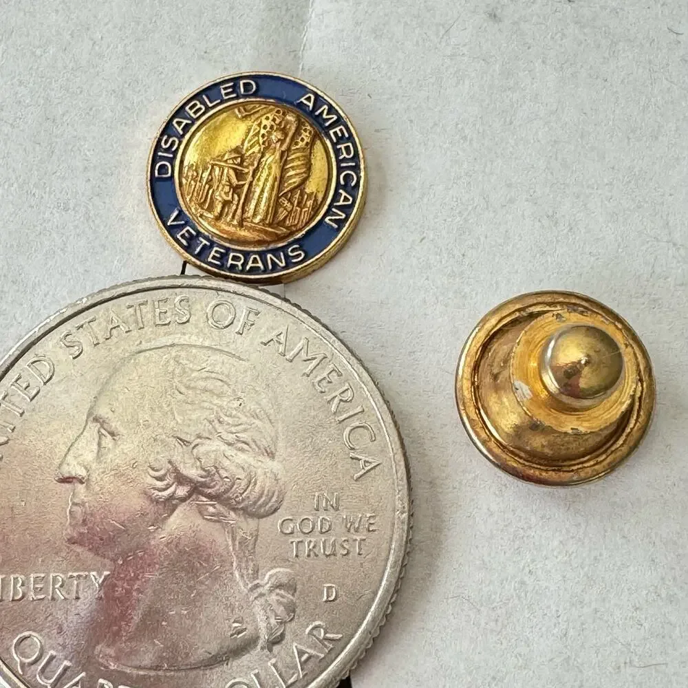 Vintage Disabled American Veterans Enamel Gold Tone Screw Back Pin